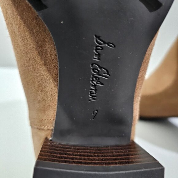 NEW Sam Edelman Kaiti Zip Ankle Bootie Womens 7 Brown Suede Low Heel Western - Picture 12 of 13
